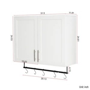 LunaLulinlk Kitchen Wall Cabinet with Adjustable Shelf, Towel Bar, 5 Hooks - 1 of 4