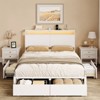 WOWLIVE Queen/Full/King Size Bed Frame with 4 Drawers, Modern bed with LED Light and Charging Station, Storage Headboard, HB00 - 2 of 4