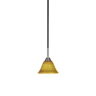 Toltec Lighting Paramount 1 - Light Pendant in  Matte Black/Brushed Nickel with 7" Firré Saturn Shade