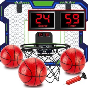 Kids Indoor Basketball Hoop Over Door with Scoreboard Countdown Music Toy for Children Ages 3+ - 1 of 4