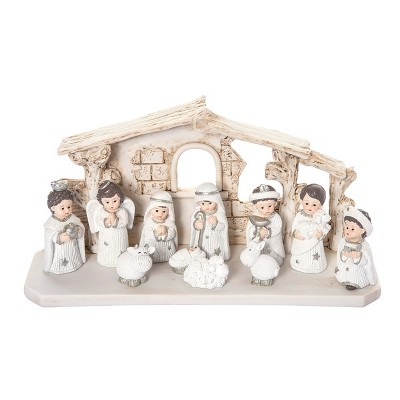Resin Silver Child Nativity Set of 12