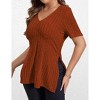 Womens Plus Size Tops Casual V Neck Short Sleeve Shirts Split Hem Blouses - 4 of 4