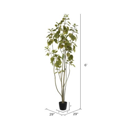 Elegant 6' Green Potted Faux Cotinus Coggygria Floor Plant