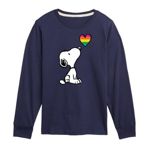 Boys' - Peanuts - Snoopy Rainbow Heart Long Sleeve Graphic T-Shirt - 1 of 4