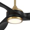 Casa Vieja 60" La Jolla Surf Mid Century Modern Indoor Ceiling Fan 3 Blade LED Light Remote Control Soft Brass Finish Black Blades Bedroom Living Room - 3 of 4