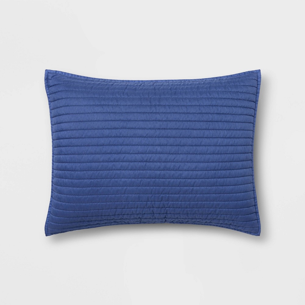 Photos - Pillowcase Standard Garment Washed Microfiber Quilt Sham Blue - Room Essentials™