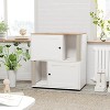 Wooden Double Cat Litter Box Enclosure Furniture, Two-Unit Hidden Litter Cabinet, Farmhouse Indoor Cat Cabinet with Scratching Mat, for Home - 2 of 4