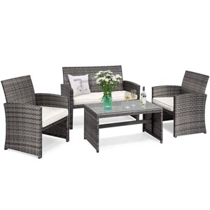 Tangkula 4 PCS Patio Wicker Furniture Outdoor Rattan Chairs w/Cushions - 1 of 4