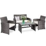 Tangkula 4 PCS Patio Wicker Furniture Outdoor Rattan Chairs w/Cushions