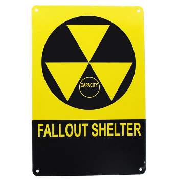 Toynk Vintage Fallout Shelter Metal Sign Replica, Nuclear Warning Sign, 6in X 9in