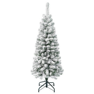 National Tree Company First Traditions 4.5' Unlit Pencil Slim Flocked ...