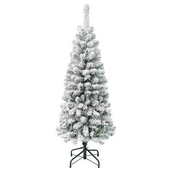 National Tree Company First Traditions Unlit Pencil Slim Flocked Acacia Hinged Artificial Christmas Tree