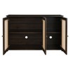 NicBex 48.8"  3-Doors Sideboard,Kitchen Storage Cabinets with Rattan Doors and Metal Handles for Kitchen and Dining Room,Black/White/Brown/Light Brown - 4 of 4