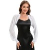 Coolmee Women's Open Front Ribbed Knit Pointelle Bolero Shrug Sweater Long Sleeve Crop Cardigan Shrugs Tops - 3 of 4