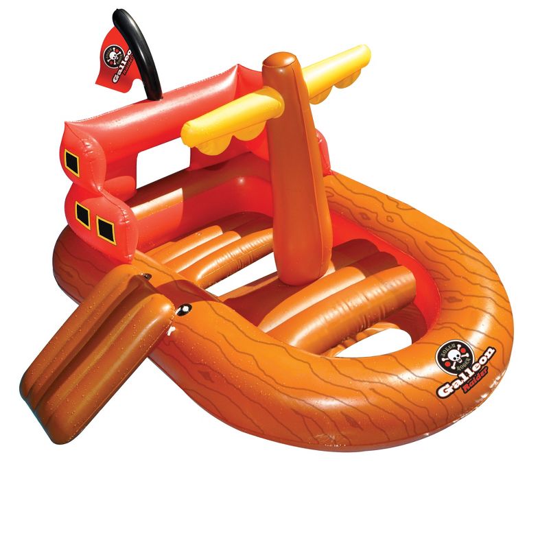Swimline 62" Inflatable Galleon Raider Pirate Ship Floating Toy - Orange/Red, 1 of 4
