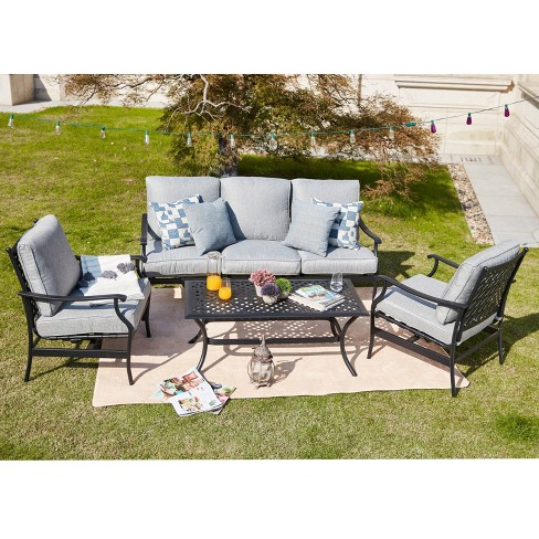 3-seat Outdoor Patio Sofa Couch Chair Patio Aluminum 5 Thick Cushions  (grey) : Target