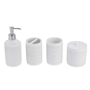 4pc Devash Resin Bath Accessory Set White - Kralix