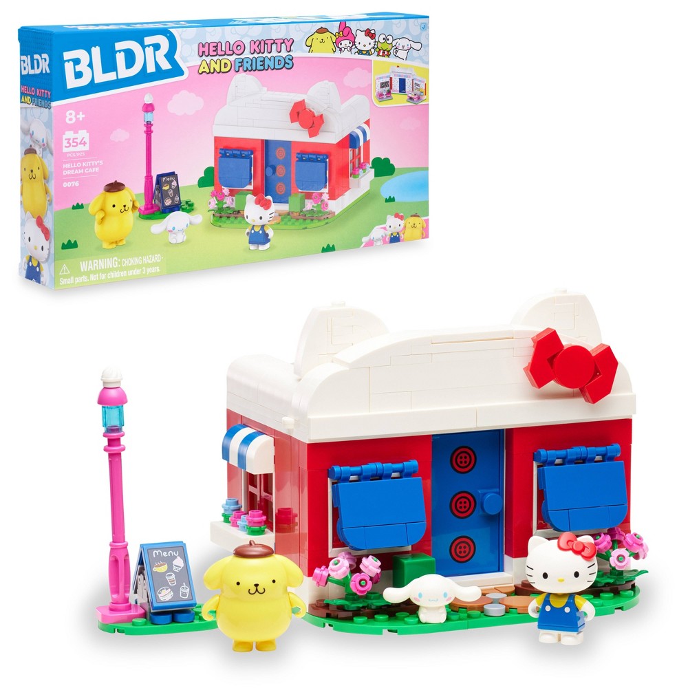 Hello Kitty and Friends Hello Kitty&rsquo;s Dream Cafe Building Set with Hello Kitty, Cinnamoroll, and Pompompurin Minifigures