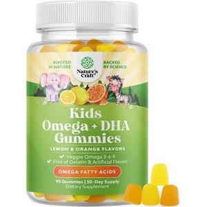 Kids + Omega DHA Gummies, Delicious Gummies for Kids Vision, Immunity and Focus, Lemon & Orange Flavor, Nature's Craft, 90ct or 180ct - 1 of 4