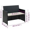 vidaXL 2-seater Sofa Black Poly Rattan, Powder-Coated Steel, Polyester - 3 of 4