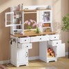 Makeup Vanity Desk with Mirror and Lights, Wooden Vanity Table with 4 Cabinets, Charging Station, Farmhouse Style for Bedroom - 4 of 4