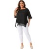 Agnes Orinda Women's Plus Size Lace Crochet Hollow out Crew Neck Short Sleeve Side Split Casual Blouses - 3 of 4