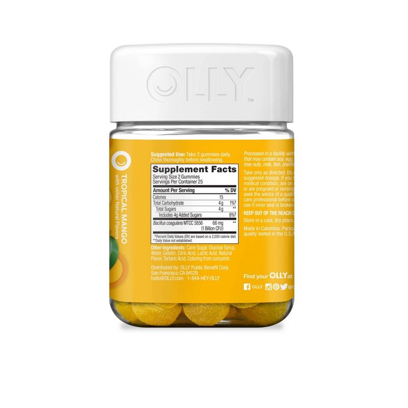 OLLY Probiotic Chewable Gummies for Immune and Digestive Support - Tropical Mango - 50ct, 5 of 11