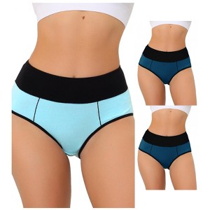 Allegra K Women's High-Waisted Tummy Control Color-Block Available in Plus Size Briefs 3 Packs - 1 of 4