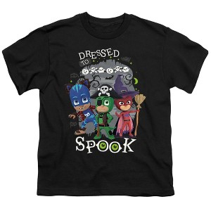Boys' Pj Masks Halloween Catboy, Gekko, Owlette Dressed T-Shirt, Black, Large - 1 of 4