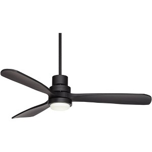 Casa Vieja 52" Delta DC Modern Indoor Outdoor Ceiling Fan 3 Blade CCT LED Light Remote Control Matte Black Finish Bedroom Living Room DC Motor - 1 of 4