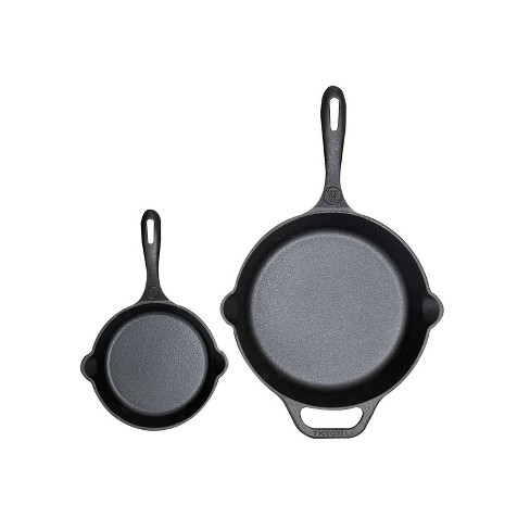 Victoria 10 in. Seasoned Cast Iron Skillet with Long Handle and A Helper Handle, Black
