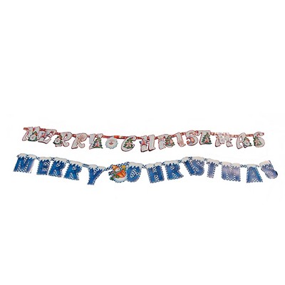 Northlight Club Pack of 72 Blue 'MERRY CHRISTMAS' Santa Claus and Snowman Wall Banners 84"