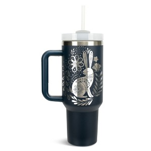 Elanze Designs Woodland Bunny Rabbit Flower Garden 40 oz. Stainless Steel, Large Water Bottle Coffee Mug, Spill & Leak Resistant, Thermal Travel - 1 of 1
