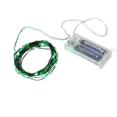 Northlight 30ct Micro Fairy LED Battery Operated String Lights Green - 9.6' Green Wire