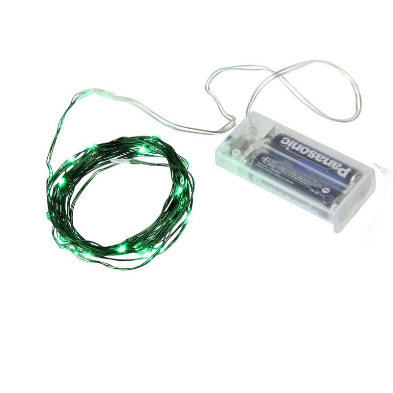 Northlight 30ct Micro Fairy LED Battery Operated String Lights Green - 9.6' Green Wire, 1 of 4