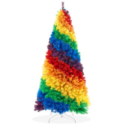 Casafield 7FT Artificial Colorful Rainbow Fir Holiday Christmas Tree with Sturdy Metal Stand