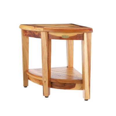 18" Tall Teak Corner Shower Shelf with Storage