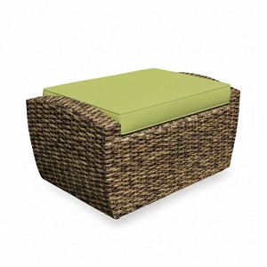 Covers&All Pelican Cove Ottoman with Water Hyacinth Wicker and Sunbrella Cushion, 30 in L x 20 in W x 15 in H - 1 of 4