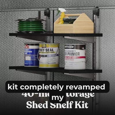 Black Steel Reinforced Adjustable Storage Shed Shelf Kit, 40 Inch