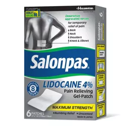 Salonpas Lidocaine 4% Pain Relieving Gel Patch - 6ct