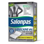 Salonpas Lidocaine 4% Pain Relieving Gel Patch - Odor Free - 6ct