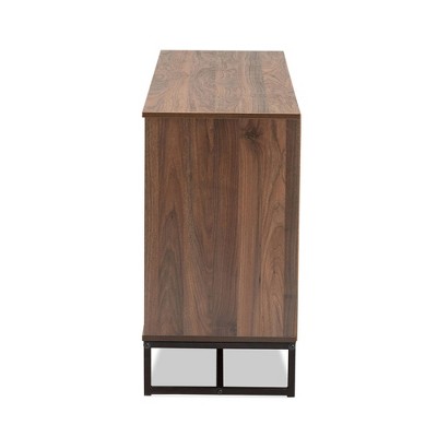 Neil Walnut Brown and Black Metal 3-Door Dining Sideboard