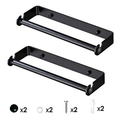 NewHome "2-Pack Wall-Mounted Paper Towel Holder, Under Cabinet Rack for Kitchen, Bathroom & Pantry Use" Black