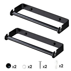 NewHome "2-Pack Wall-Mounted Paper Towel Holder, Under Cabinet Rack for Kitchen, Bathroom & Pantry Use" Black - 1 of 4