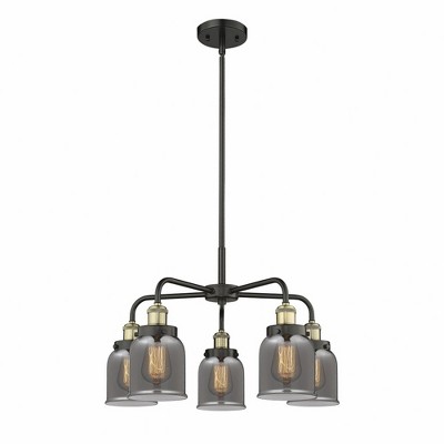 Bell - 5 Light Stem Hung Chandelier In Art Deco Style-14.75 Inches Tall and 23 Inches Wide