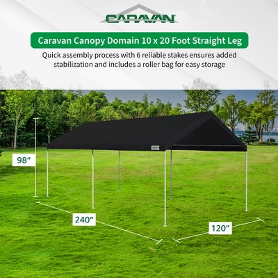 Black 10x20 Vinyl Peak Roof Carport Canopy with Sidewalls