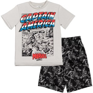 Marvel Avengers Captain America Little Boys Graphic T-Shirt and Shorts Set Captain America 5-6 - 1 of 4