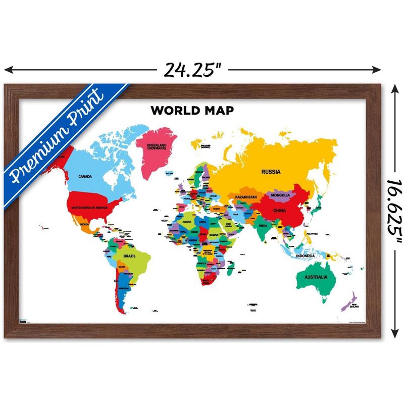Trends International Map - World 2022 Framed Wall Poster Prints, 3 of 7