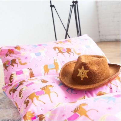 Pink Horses Cotton Polyester Kids Pillow Lounger