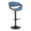 LumiSource Set of 2 Curvo Adjustable Barstools Walnut Fabric/Black Metal - 2 of 4